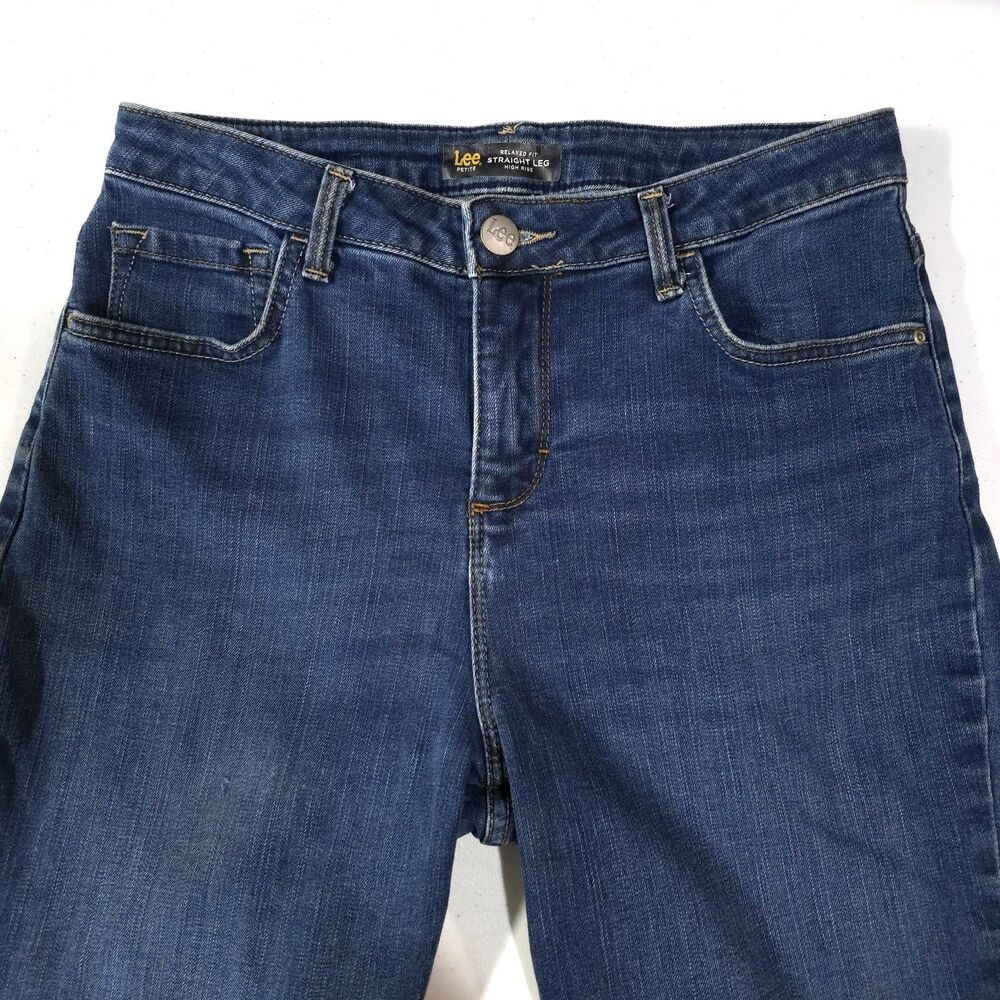 Dark Wash High Rise Jeans 8P 30x30 Women Slimming Stretch Relaxed Casual Comfort - Picture 15 of 16